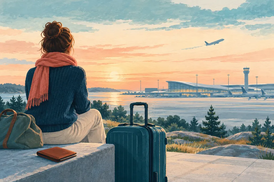 Illustration av planering inför en flygresa med bagage