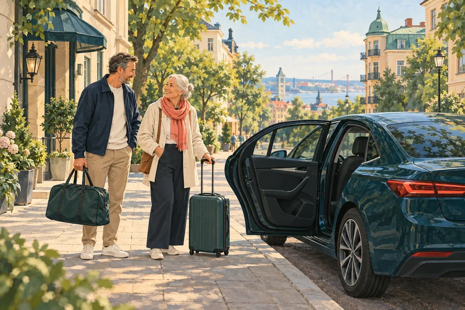 Illustration av en planerad vardagsresa med bagage